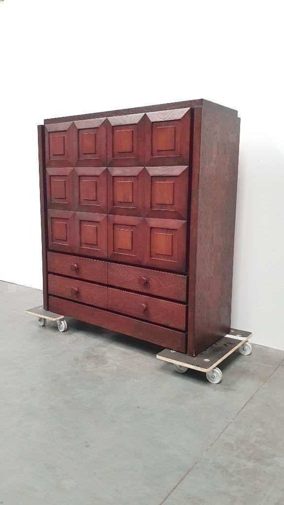 Brutalist vintage De Coene style barkast, Ophalen, Met deur(en), ., 50 tot 100 cm
