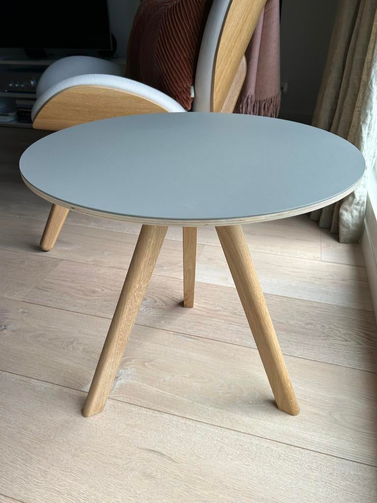 HAY Copenhague CPH20 gezeept eiken en grijs linoleum, Huis en Inrichting, Minder dan 55 cm, Rond, Zo goed als nieuw, Hout