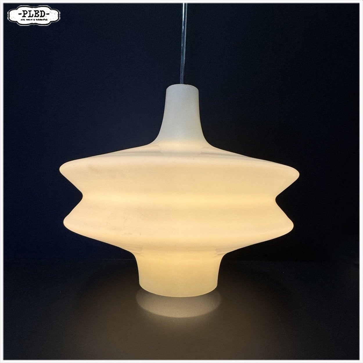 Grote, sculpturale opaline pendellamp jaren 60 Lamp Hanglamp, Ophalen, Gebruikt, Osvetovací Sklo Valašské Medziřičí, Boho Vintagr Japanfi Midcentury