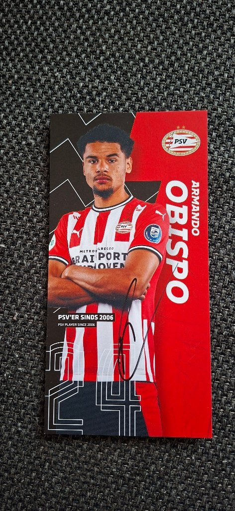 Spelerskaart met handtekening; Armando Obispo # PSV, Ophalen of Verzenden, Nieuw, PSV, Spelerskaart