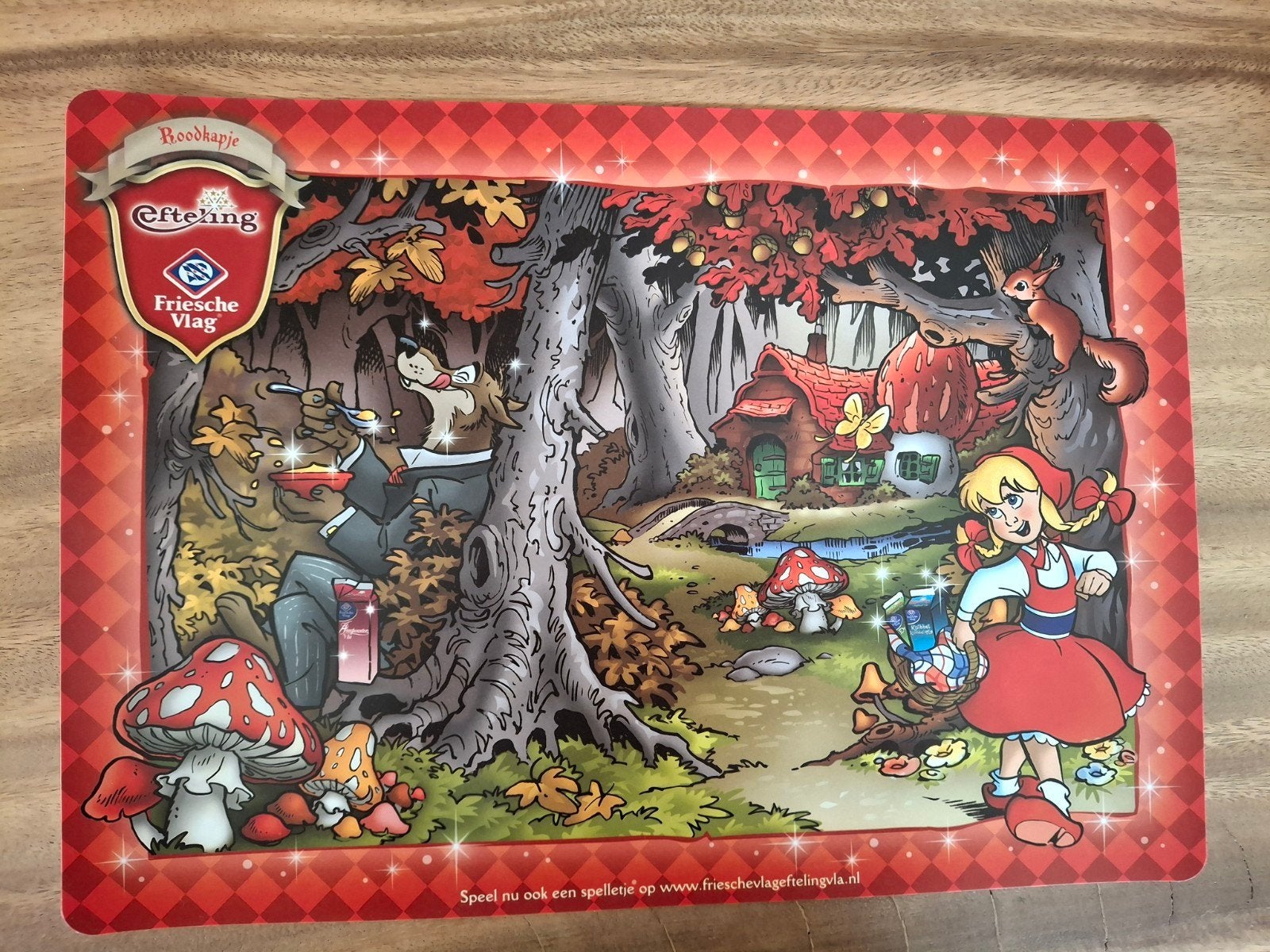 Efteling sprookjes placemat Roodkapje en de wolf, Verzamelen, Efteling, Ophalen of Verzenden, Nieuw, Gebruiksvoorwerp
