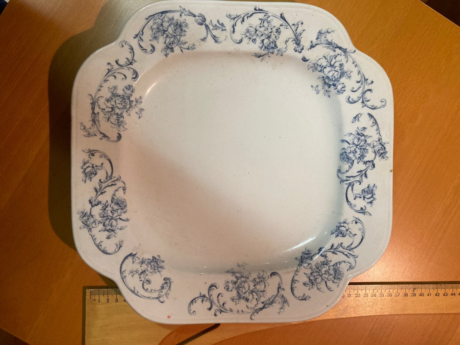 Antiek 'Ortus' serveerschaal, blauw-wit bloemmotief, Ophalen of Verzenden