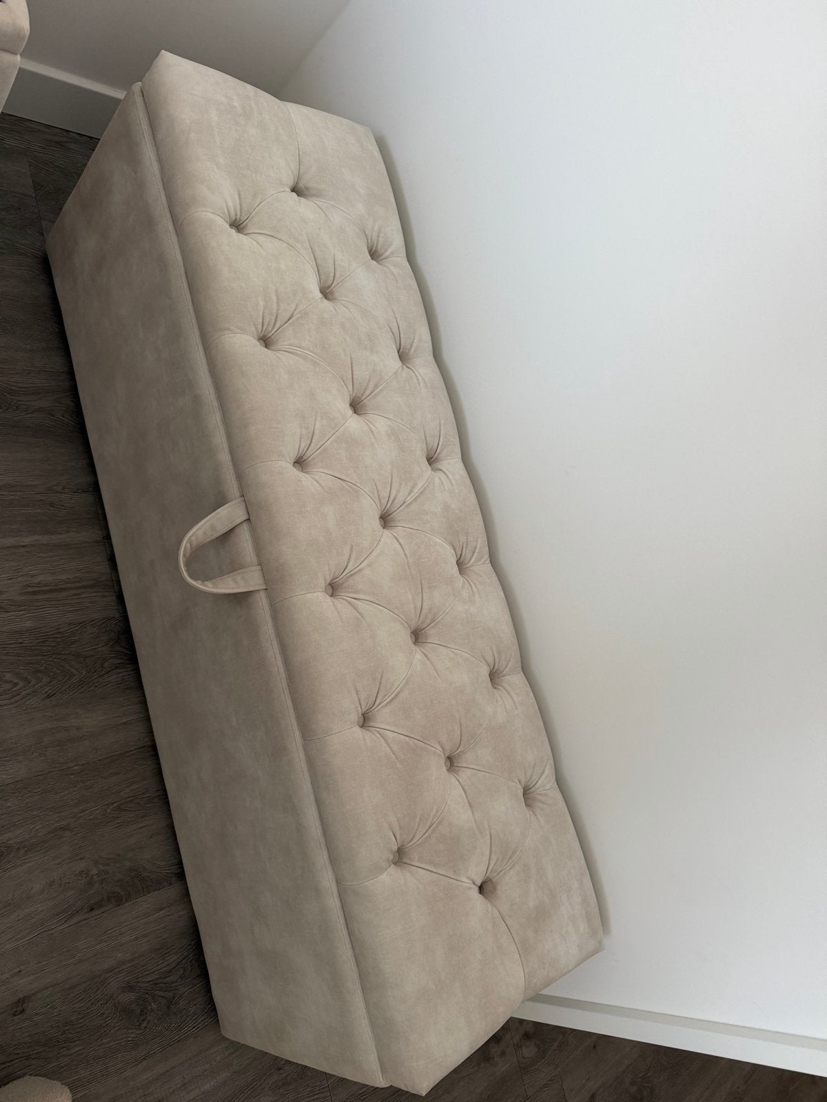 Totaalbed dekenkist Lulea - Velours Ecru, Huis en Inrichting, Ophalen, 180 cm, Hout, Nieuw
