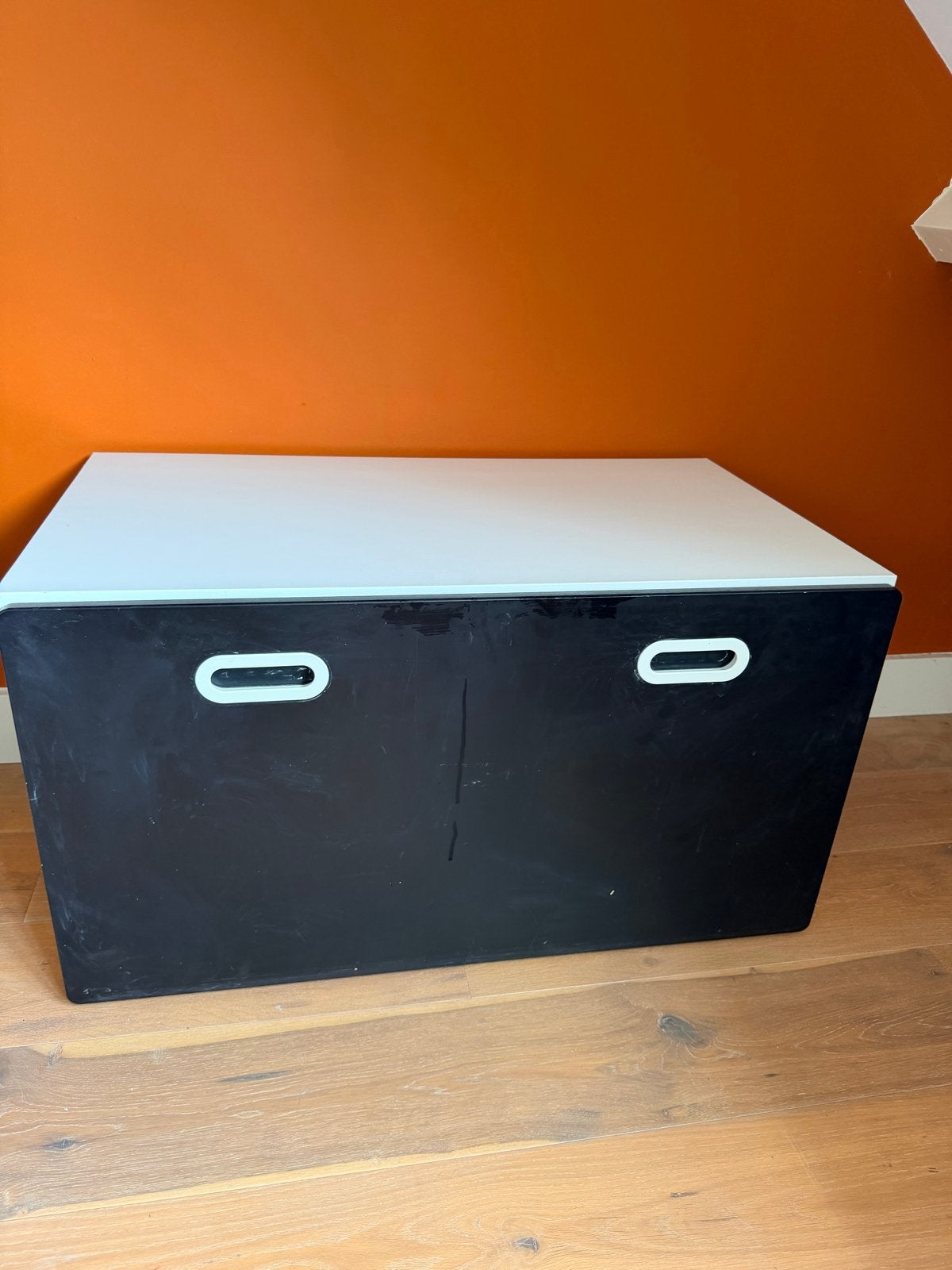 Smastad ikea Opbergbox / zitbank met lade - Krijtbord/Wit, Gebruikt, 50 tot 100 cm, Ophalen of Verzenden, Overige houtsoorten
