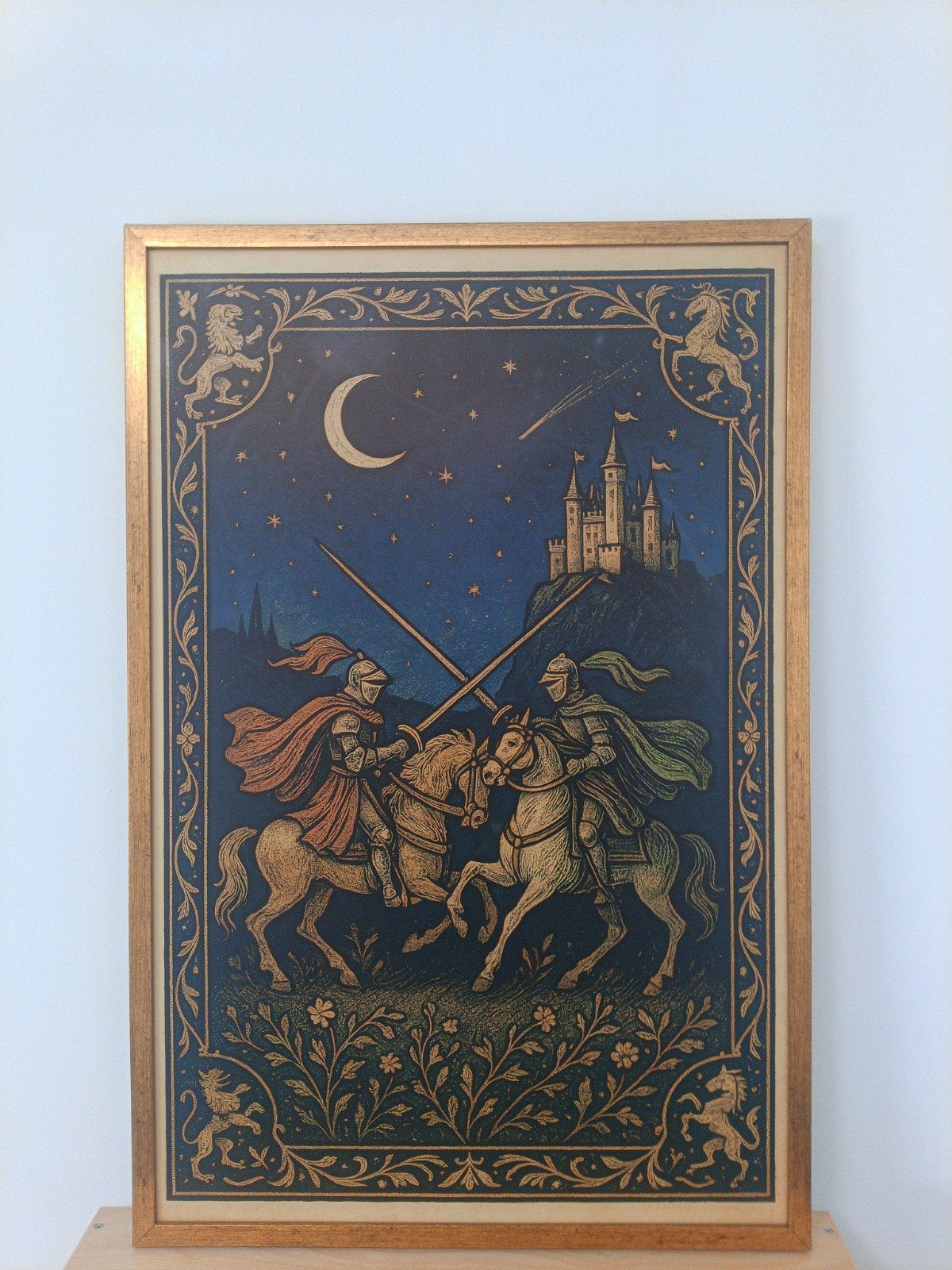 Schilderij: Riddergevecht bij Kasteel onder de Maan, Ophalen of Verzenden