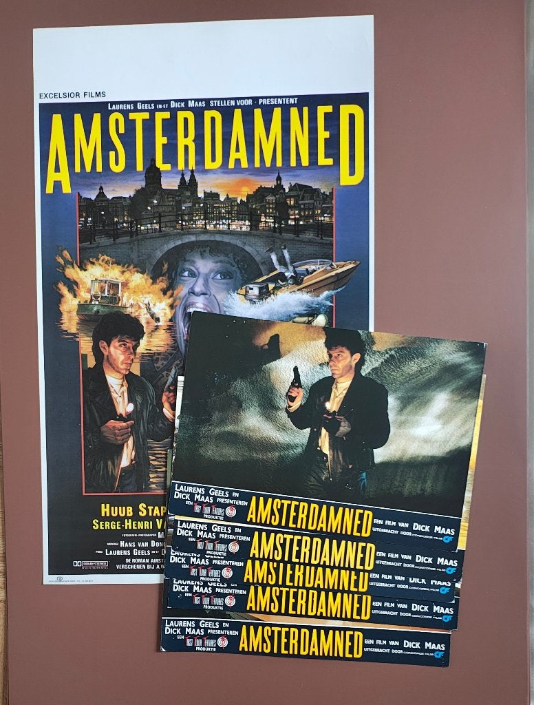Amsterdamned  filmposter + 6 lobby cards, Ophalen, Gebruikt, A1 t/m A3, Film en Tv