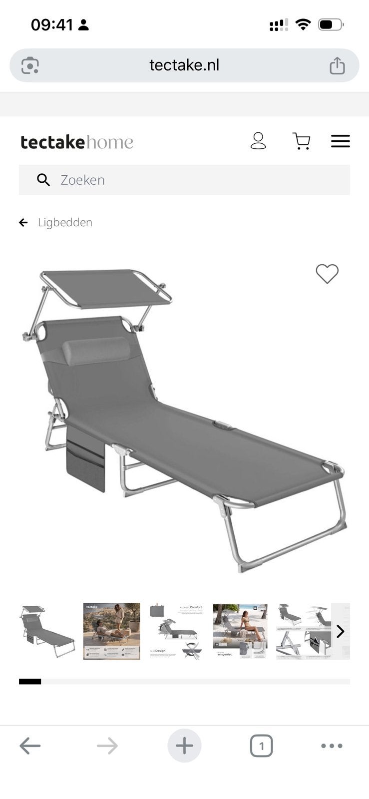 2x Strandbed Tectace in nieuwstaat, Ophalen, Zo goed als nieuw, Aluminium