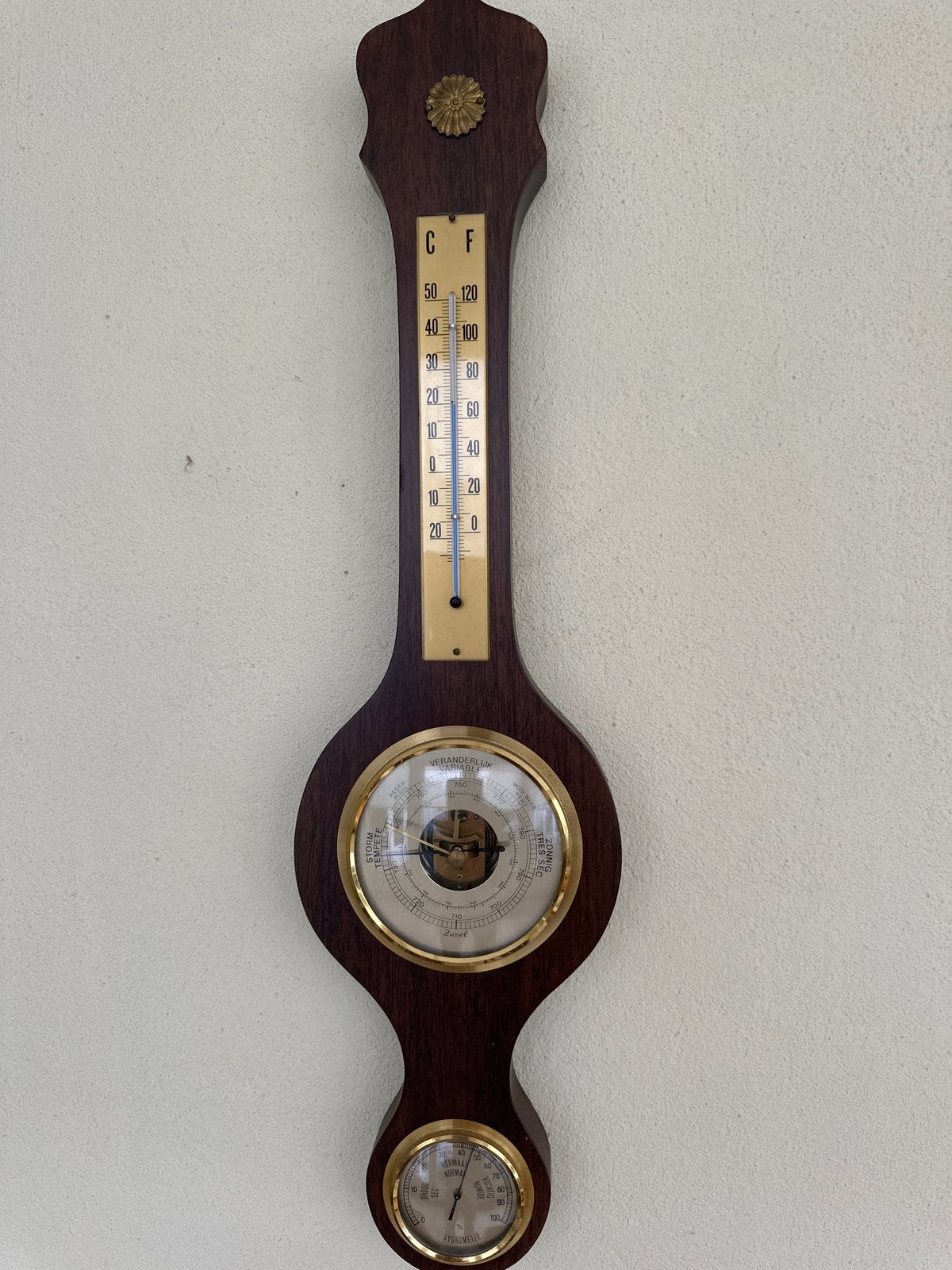 Vintage Barometer, Thermometer en Hygrometer - Zurel, Ophalen of Verzenden, Gebruikt, Weerstation