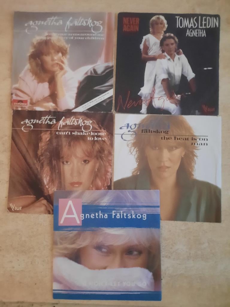 5x vinyl singels Van Agnetha Faltskog (ABBA), Ophalen of Verzenden, Zo goed als nieuw, Overige formaten
