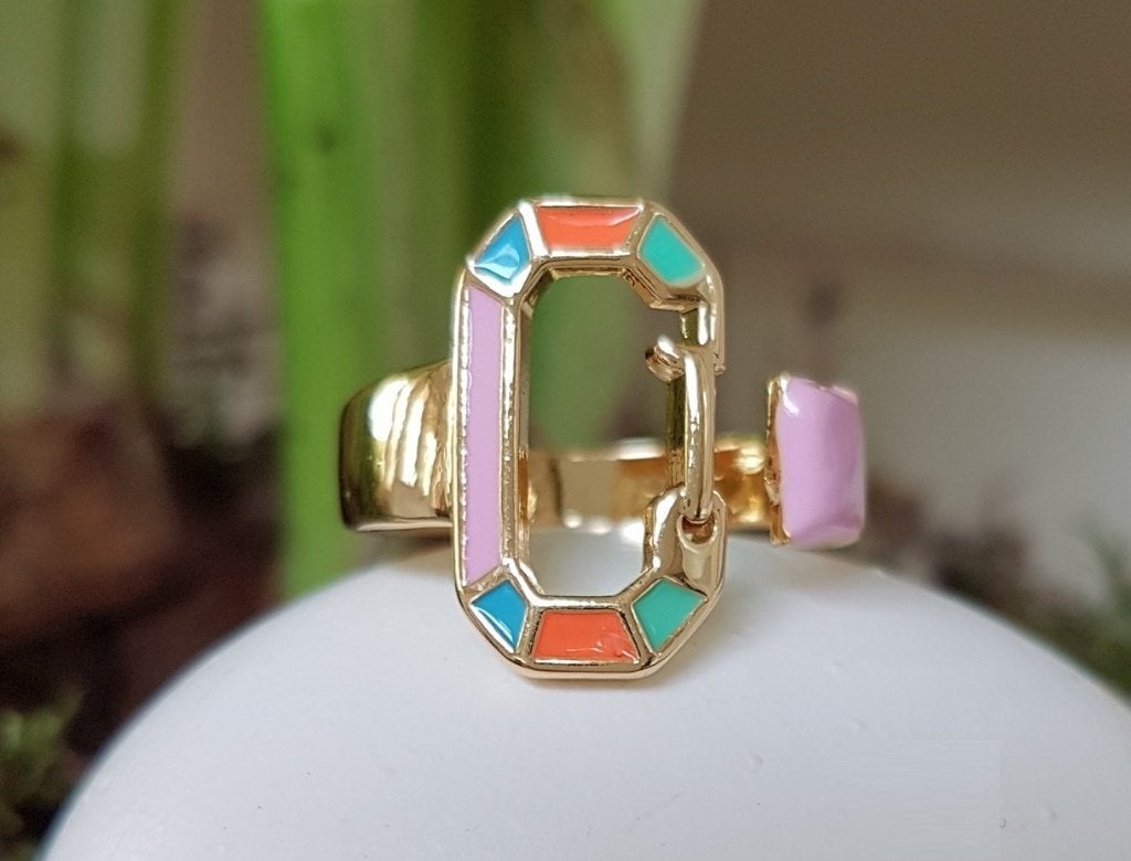 Mini Bonne Ring RVS Gold / Pastel Emaille, Nieuw, 17 tot 18, Dame, Goud