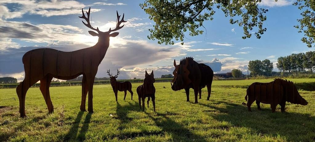 Stalen dier, tuin beeld, cortenstaal, Ophalen of Verzenden, Nieuw, Metaal, Dierenbeeld