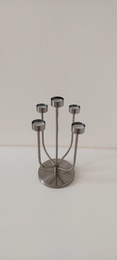 Vintage design kandelaar  RVS / Staal /inox Jaren 80 90, Huis en Inrichting, Woonaccessoires | Kandelaars en Kaarsen, Eu, Eu, Ophalen of Verzenden