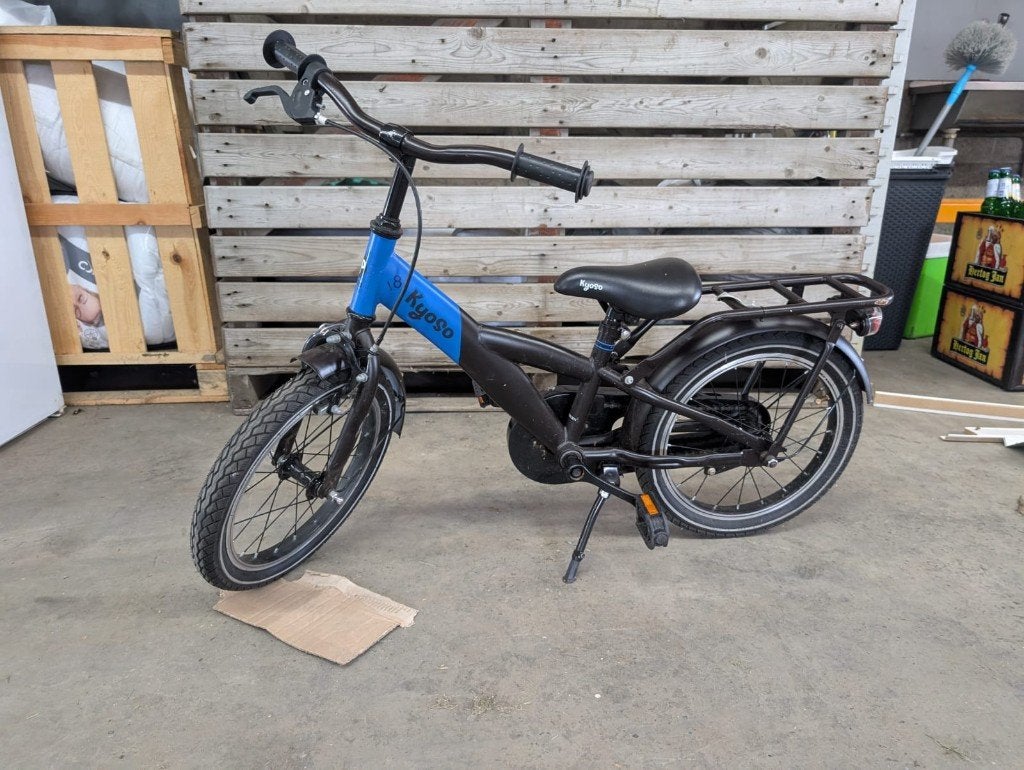 20 x Kyoso X-Rider 16 inch - Zwart/Blauw kinderfiets partij, Fietsen en Brommers, Ophalen, Terugtraprem, Minder dan 16 inch, Gebruikt