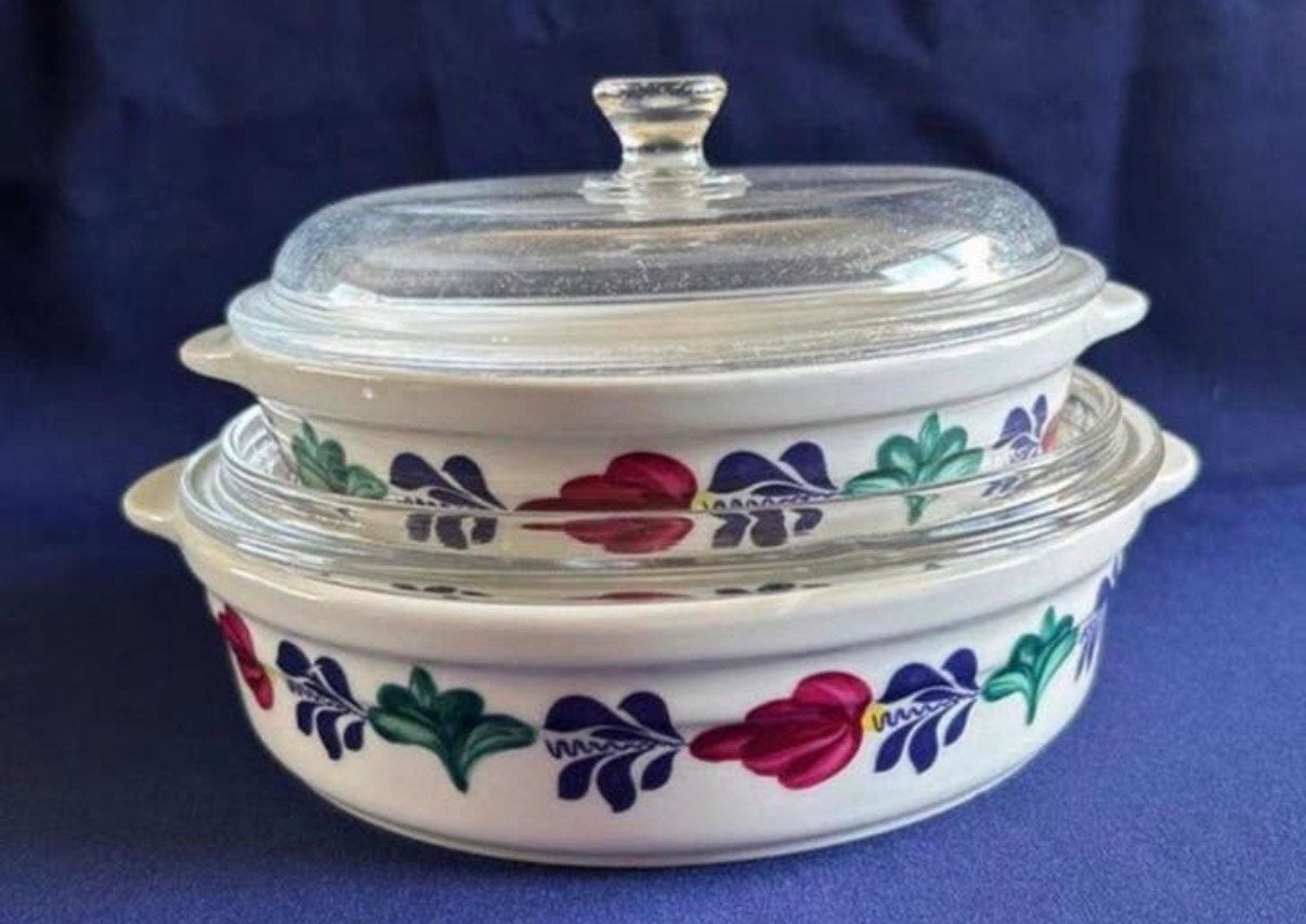 Boerenbont set parafour ovenschalen, Ophalen of Verzenden, Gebruikt, Aardewerk, Schaal of Schalen