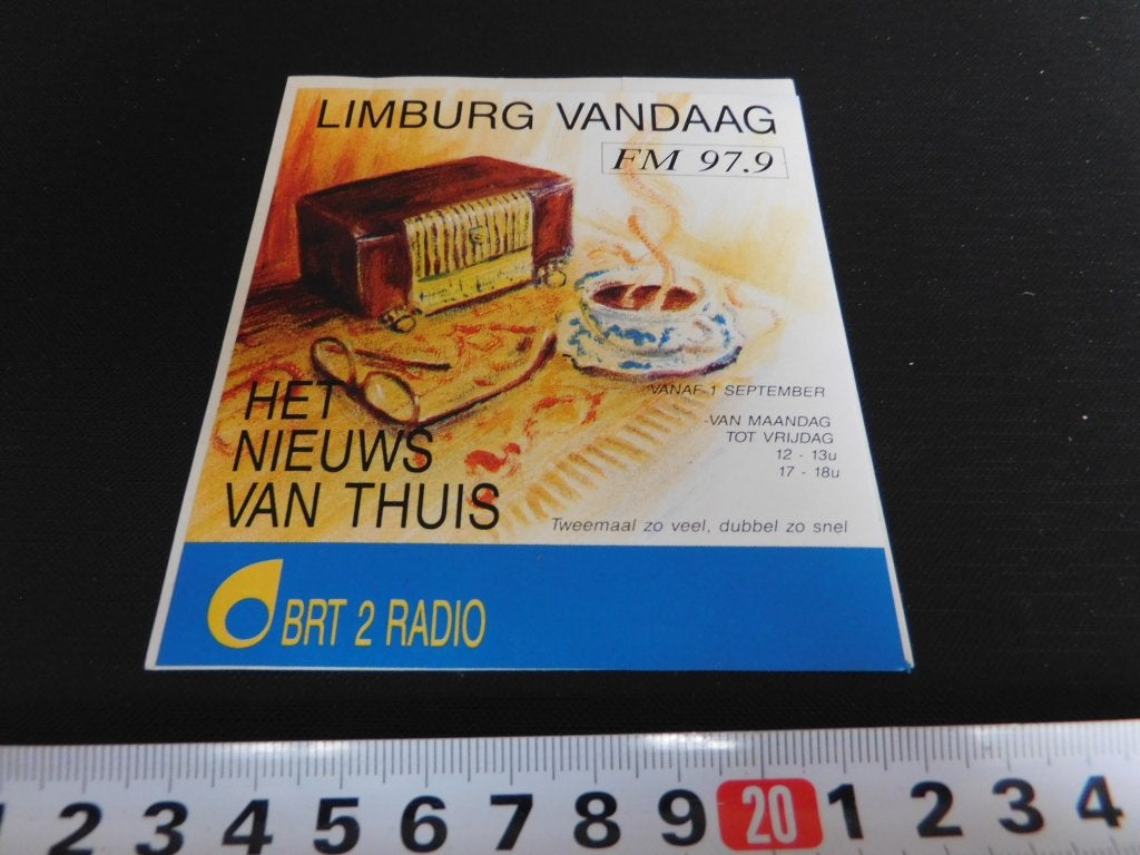 sticker limburg vandaag FM 97.9 BRT 2 radio belgië, Verzamelen, Ophalen, Zo goed als nieuw