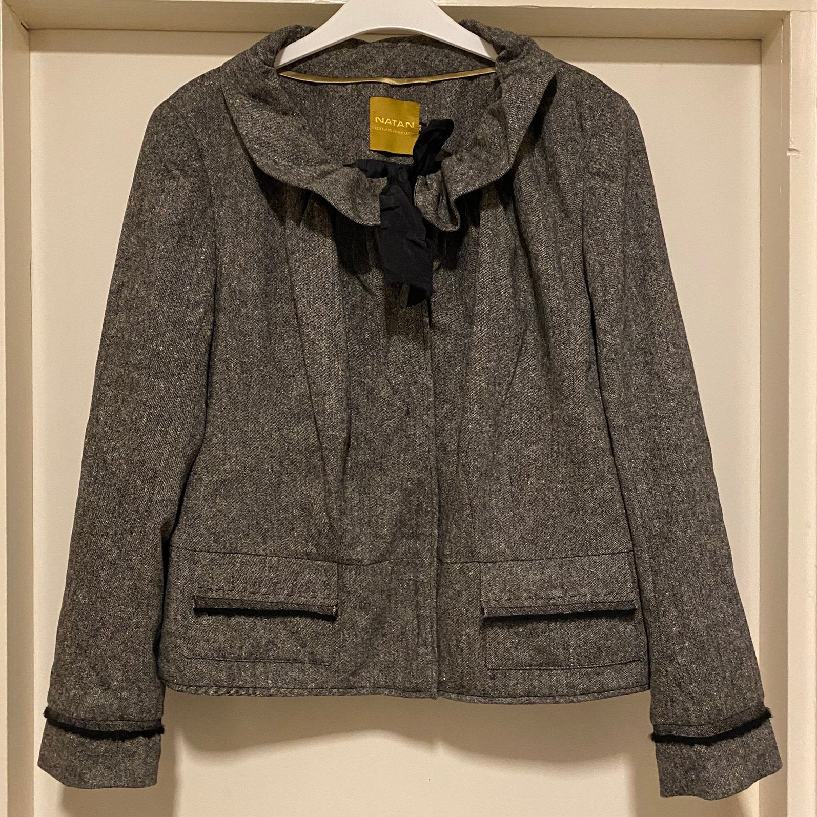 NATAN BELGIË WOLLEN JASJE BLAZERTJE 46(42-44), Kleding | Dames, Ophalen of Verzenden, Zo goed als nieuw, Maat 42/44 (L), Grijs