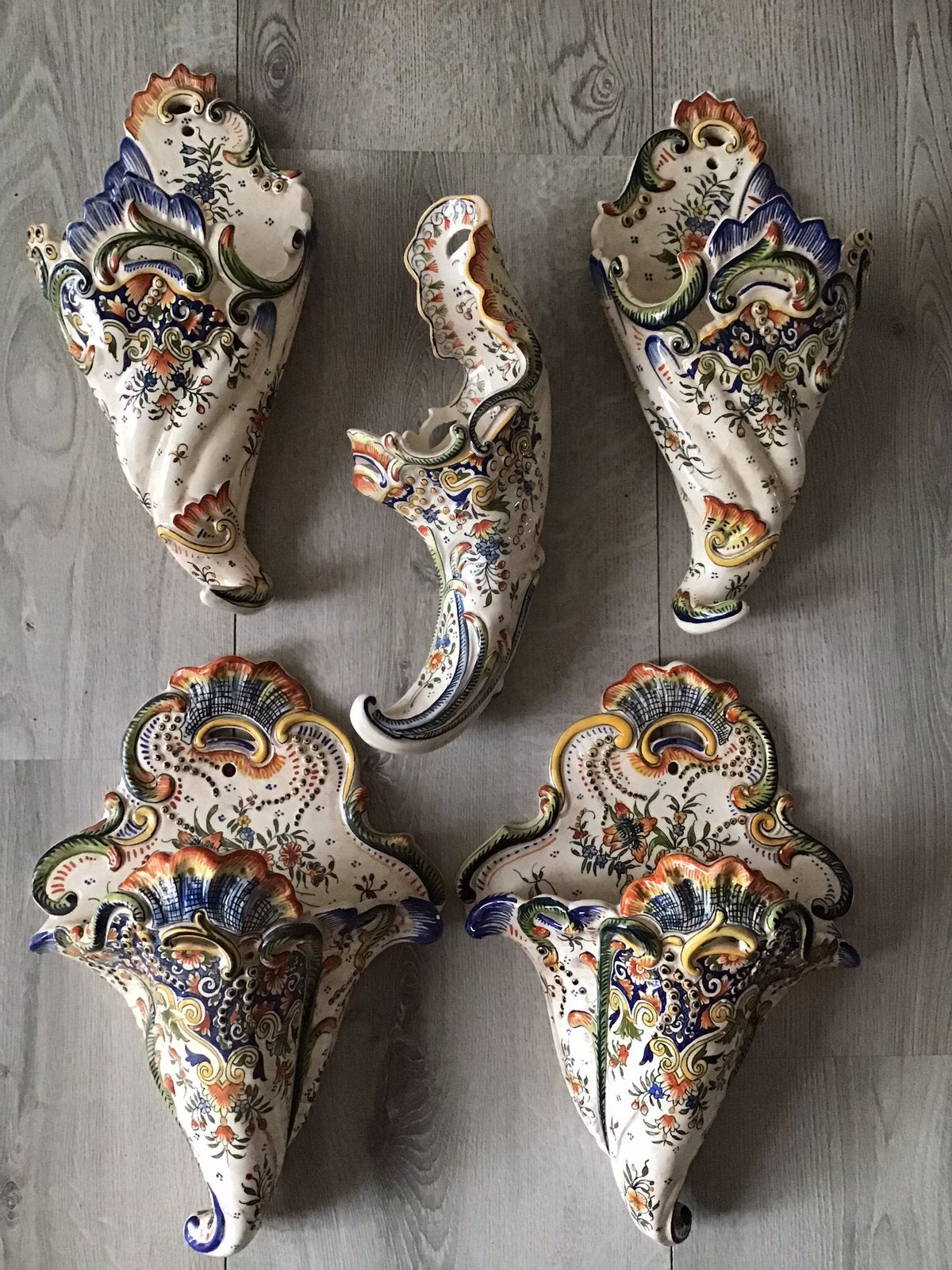 5 bouquetières / wandvazen Rouen, Antiek en Kunst, Ophalen