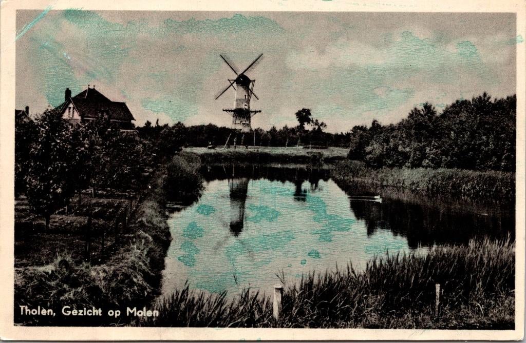 Tholen - Gezicht op Molen, Verzenden, 1940 tot 1960, Gelopen, Zeeland