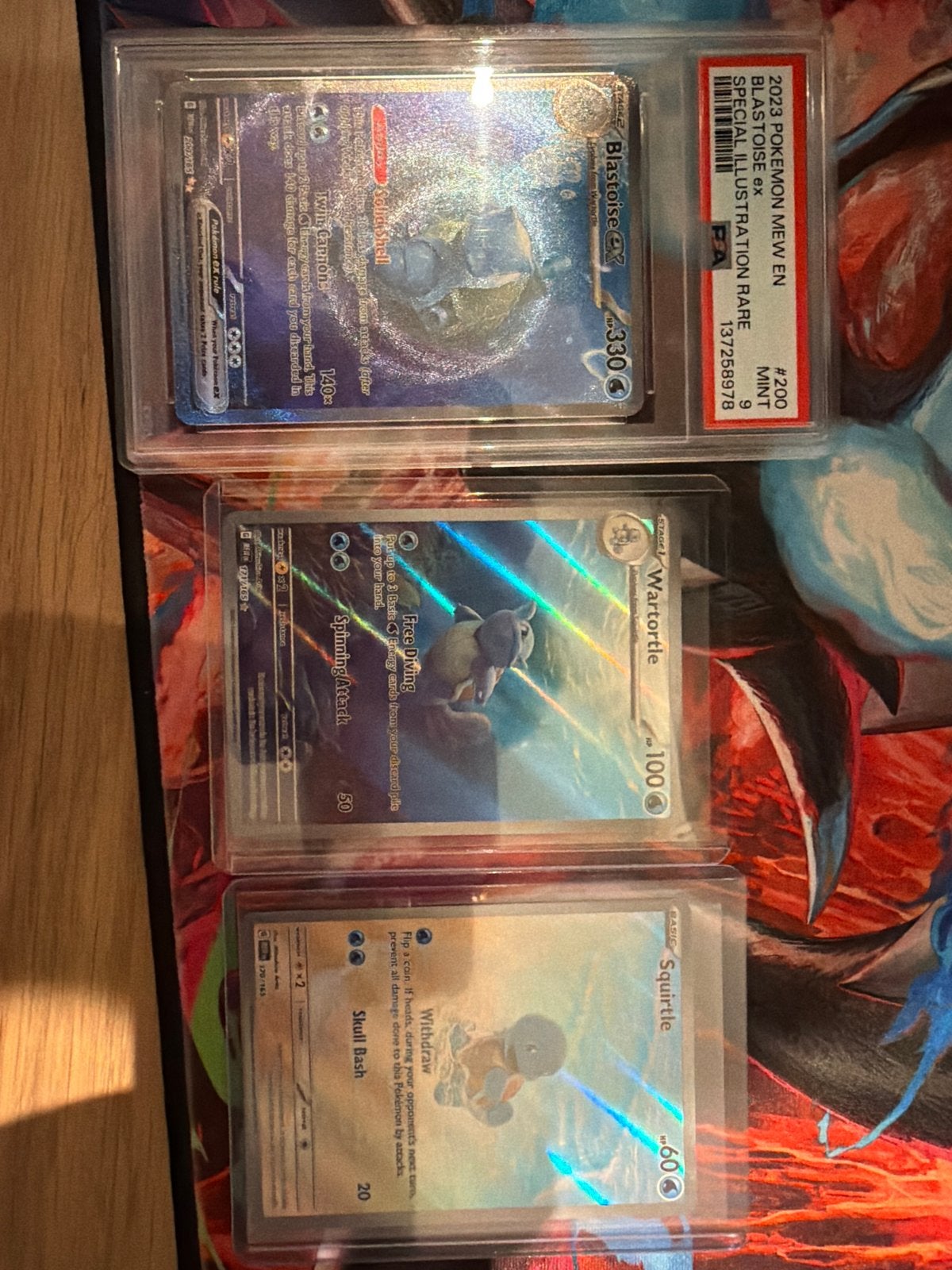 Pokémon Blastoise ex, Wartortle, Squirtle kaarten, Ophalen of Verzenden, Zo goed als nieuw, Meerdere kaarten, Foil