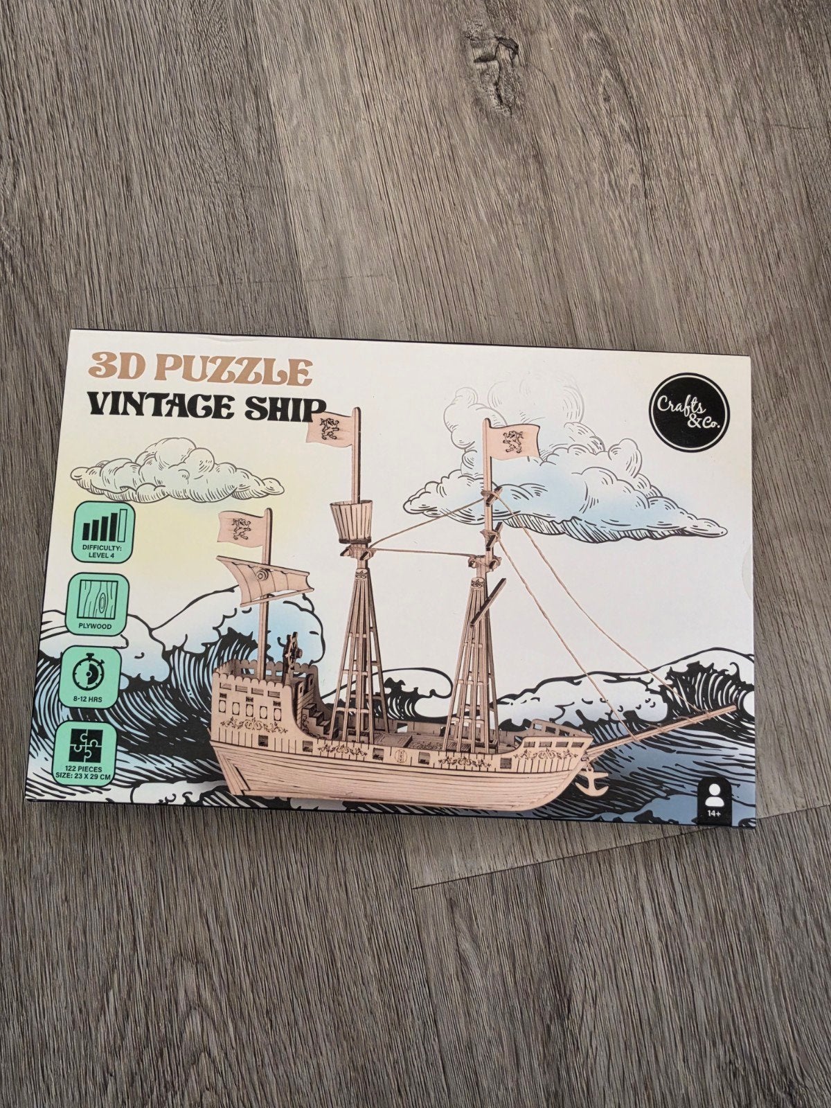 3D Houten Puzzel - Vintage Schip (Nieuw in doos), Hobby en Vrije tijd, Ophalen of Verzenden, Nieuw, 1:50 tot 1:200, Overige merken