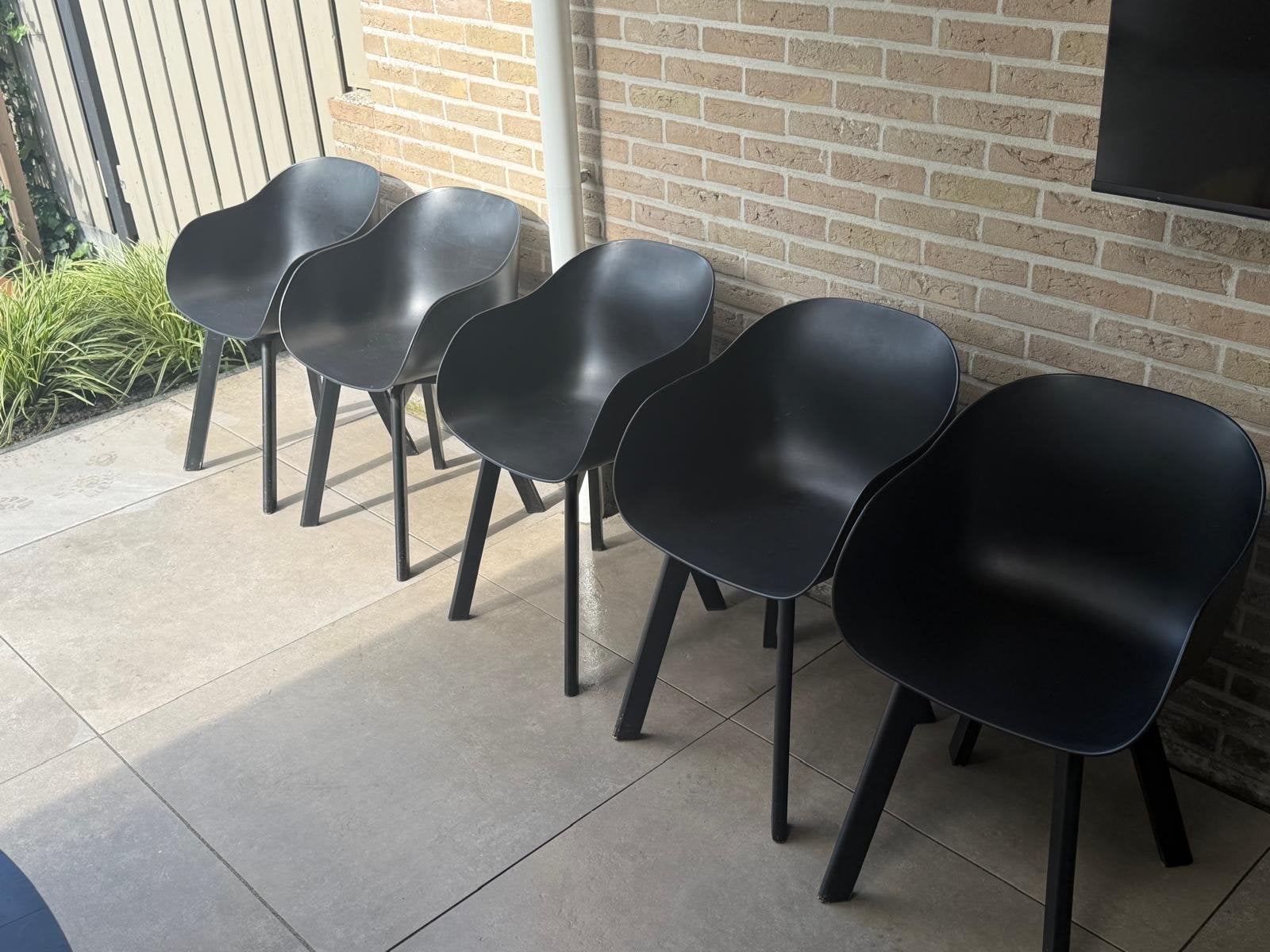 5x Kuipstoelen - 2x Hout, 3x Metaal Onderstel, Gebruikt, Zwart, Ophalen of Verzenden, Vijf, Zes of meer stoelen