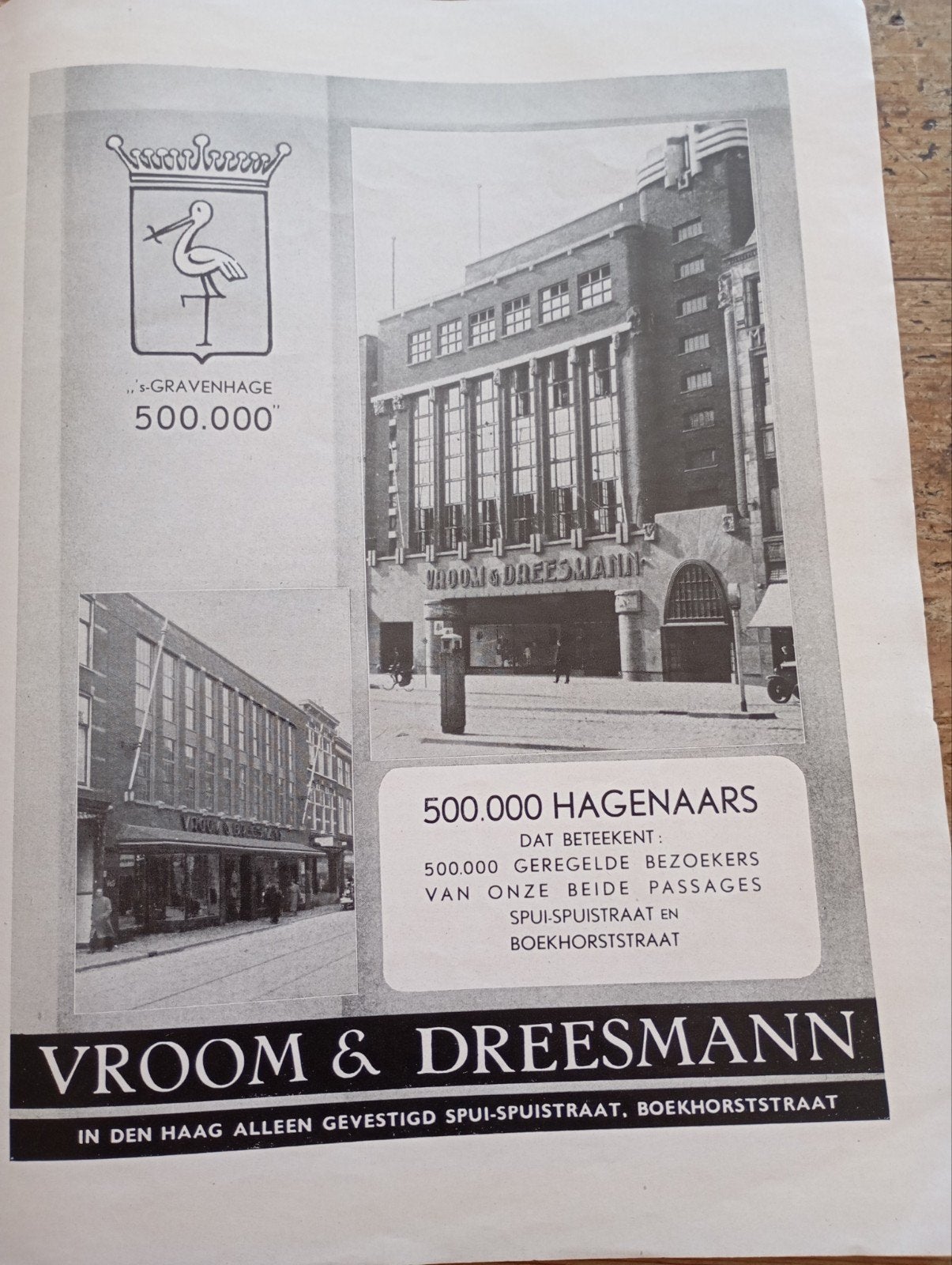 Vintage Vroom en Dreesmann Den Haag Adv. 1947, Ophalen of Verzenden, Zo goed als nieuw, Gebruiksvoorwerp