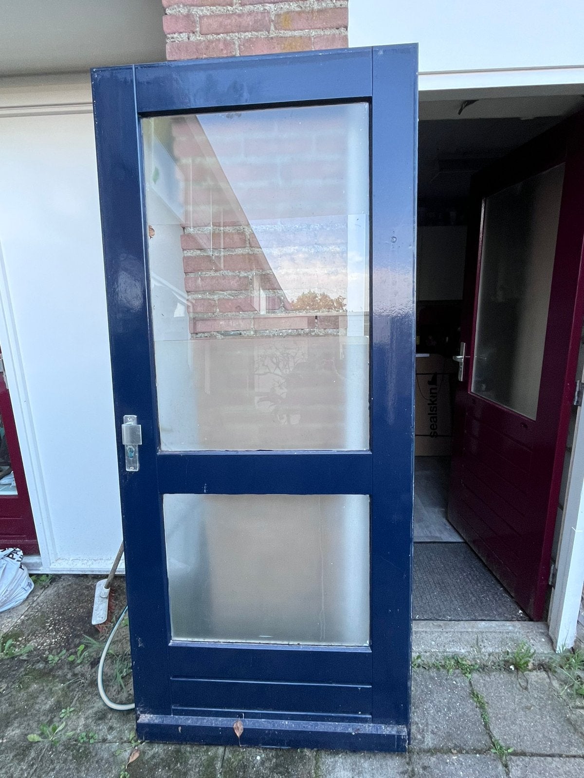 Hardhouten voordeur en achterdeur (2), Ophalen, Gebruikt, 80 tot 100 cm, Buitendeur