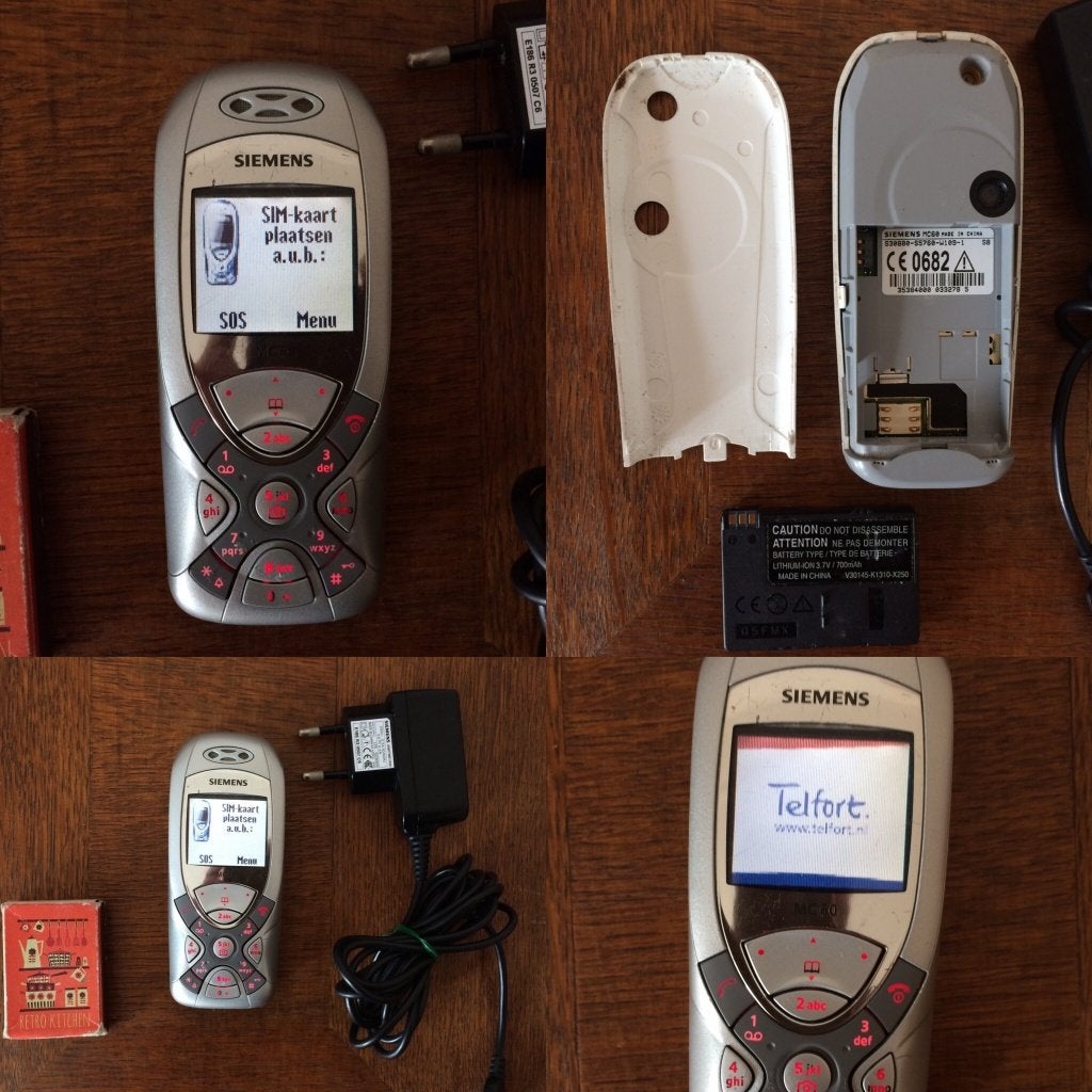 Siemens MC60 klein zilver mobiel telefoontje met oplader, Gebruikt, Ophalen of Verzenden, Klassiek of Candybar, Zonder simlock