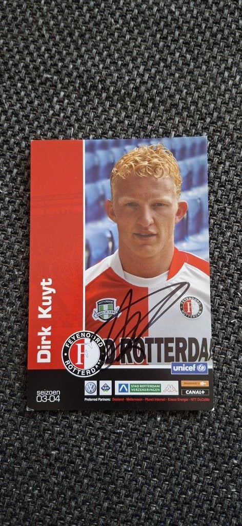 Spelerskaart met handtekening; Dirk Kuyt # Feyenoord, Verzamelen, Ophalen of Verzenden, Nieuw, Feyenoord, Spelerskaart
