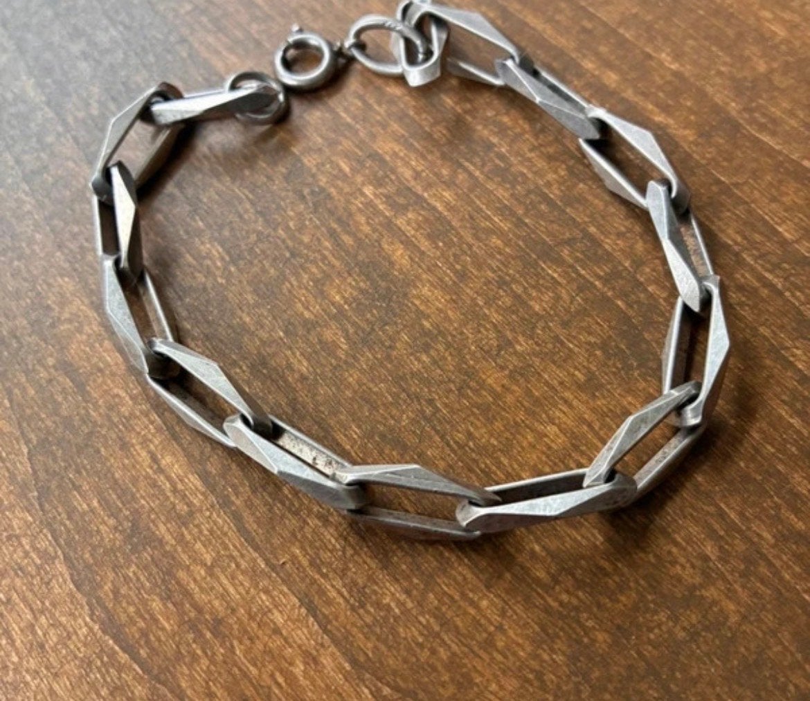 Zilveren closed for ever Schakelarmband Zwaardje Keurmerk, Sieraden, Tassen en Uiterlijk, Armbanden, Ophalen, Gebruikt, Zilver