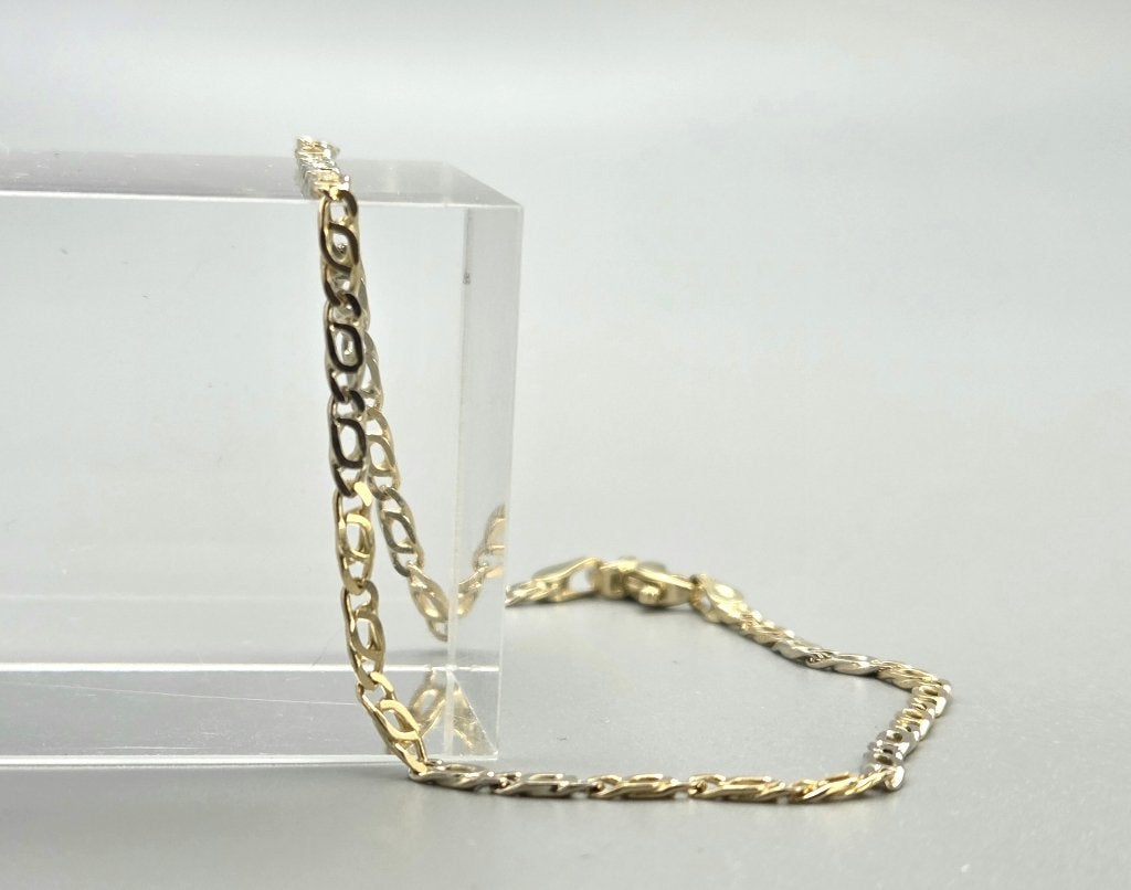 Vintage gouden bi-color valkenoog schakel armband. 2026/594, ., Ophalen of Verzenden, Zo goed als nieuw, .