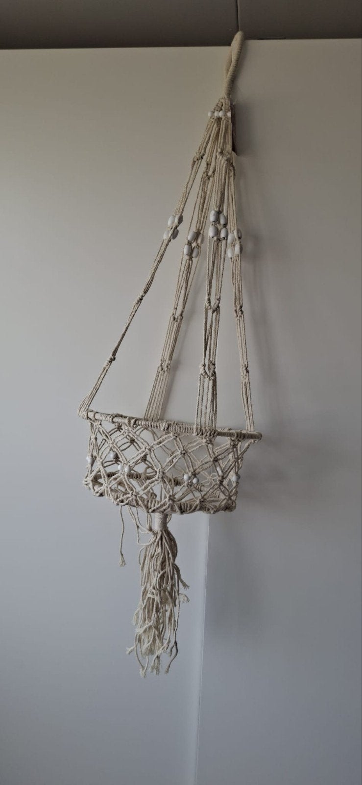 Nieuwe macramé plantenhanger voor bloempot, Beige, Boho, Nieuw, Ophalen of Verzenden