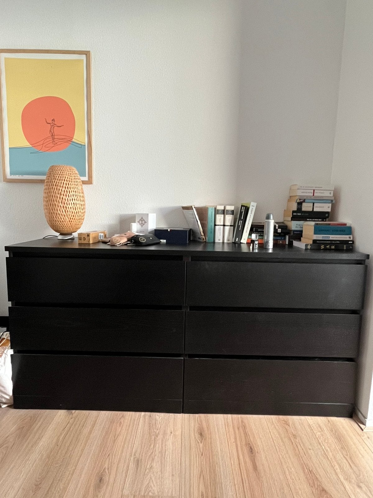 IKEA Malm Ladekasten met 6 lades - Zwart / 160x48cm, Zo goed als nieuw, 3 of 4 laden, Minder dan 100 cm, 25 tot 50 cm