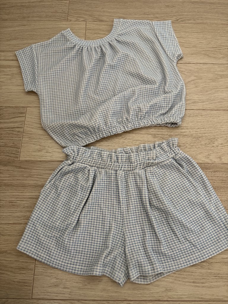 Emile et Ida - setje: shorts en top (blauw geruit), Emile et Ida, Meisje, Ophalen of Verzenden, Zo goed als nieuw