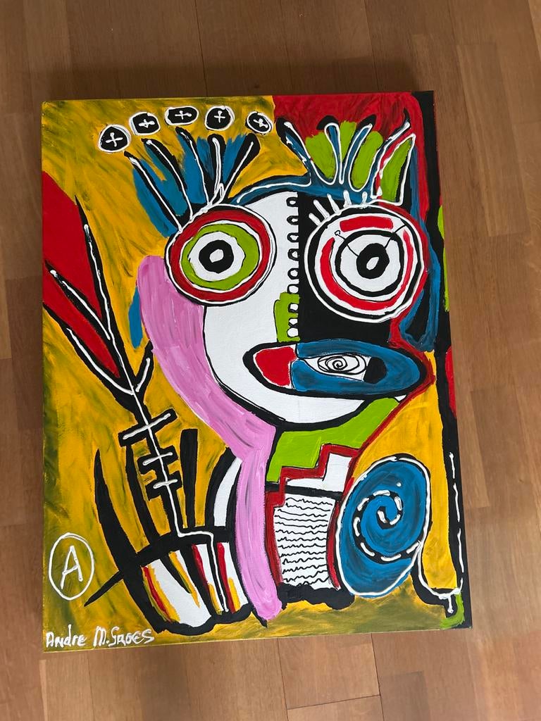 Abstract Schilderij Head' van André M. Groes  AMG 60x80x4 cm, Ophalen