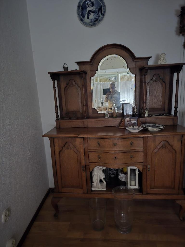 Antiek dressoir, Gebruikt, Eikenhout, 25 tot 50 cm, Met deur(en)
