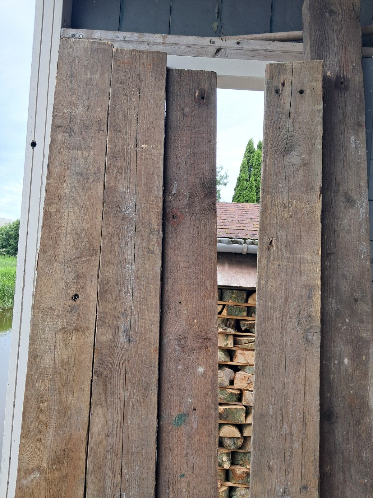 balken en palen, Doe-het-zelf en Verbouw, Hout en Planken, Ophalen, Gebruikt, 250 tot 300 cm, 50 mm of meer