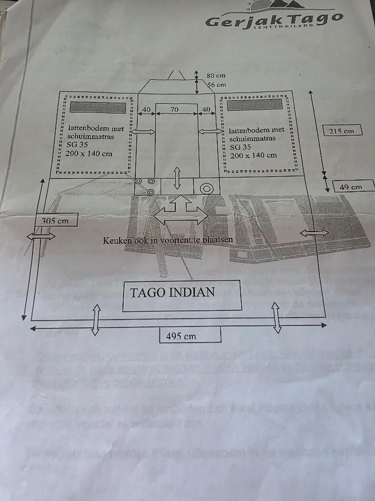 GERJAK TAGO INDIAN VOUWWAGEN 2007, Caravans en Kamperen, Vouwwagens, Meerkleurig, Aanwezig, Tot en met 6, Ophalen