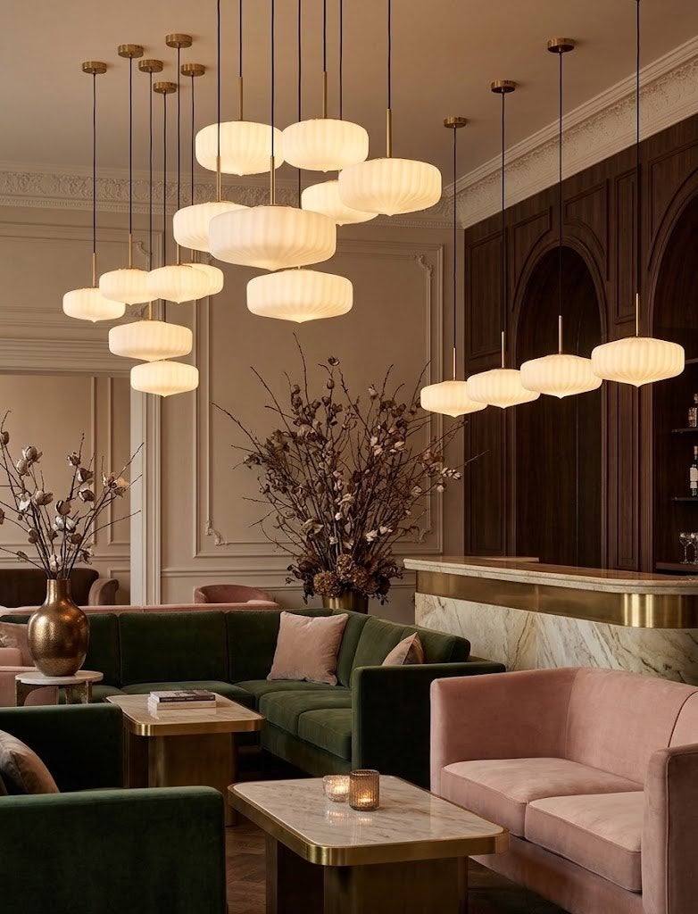 Light&Living Hanging Lamp Pleat glass matt white/gold Nieuw, Ophalen, Design/Hotel Chic/Klassiek, Nieuw, E27 (groot)