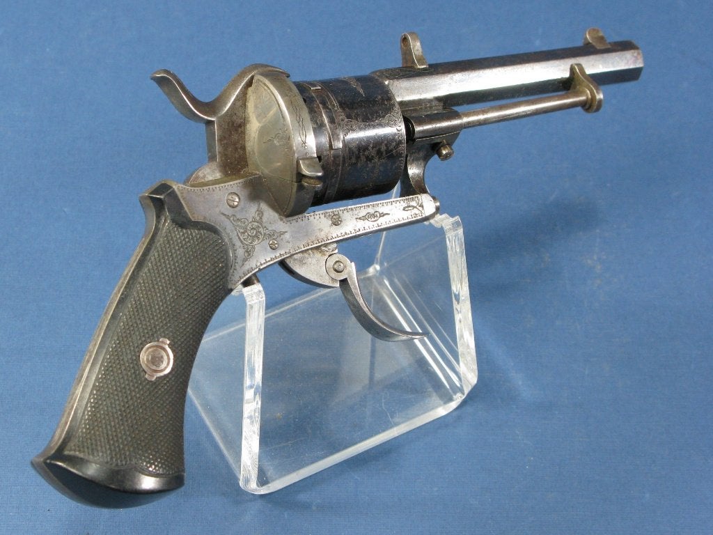 Antieke 7 mm penvuur revolver (onklaar), Antiek en Kunst, Ophalen of Verzenden
