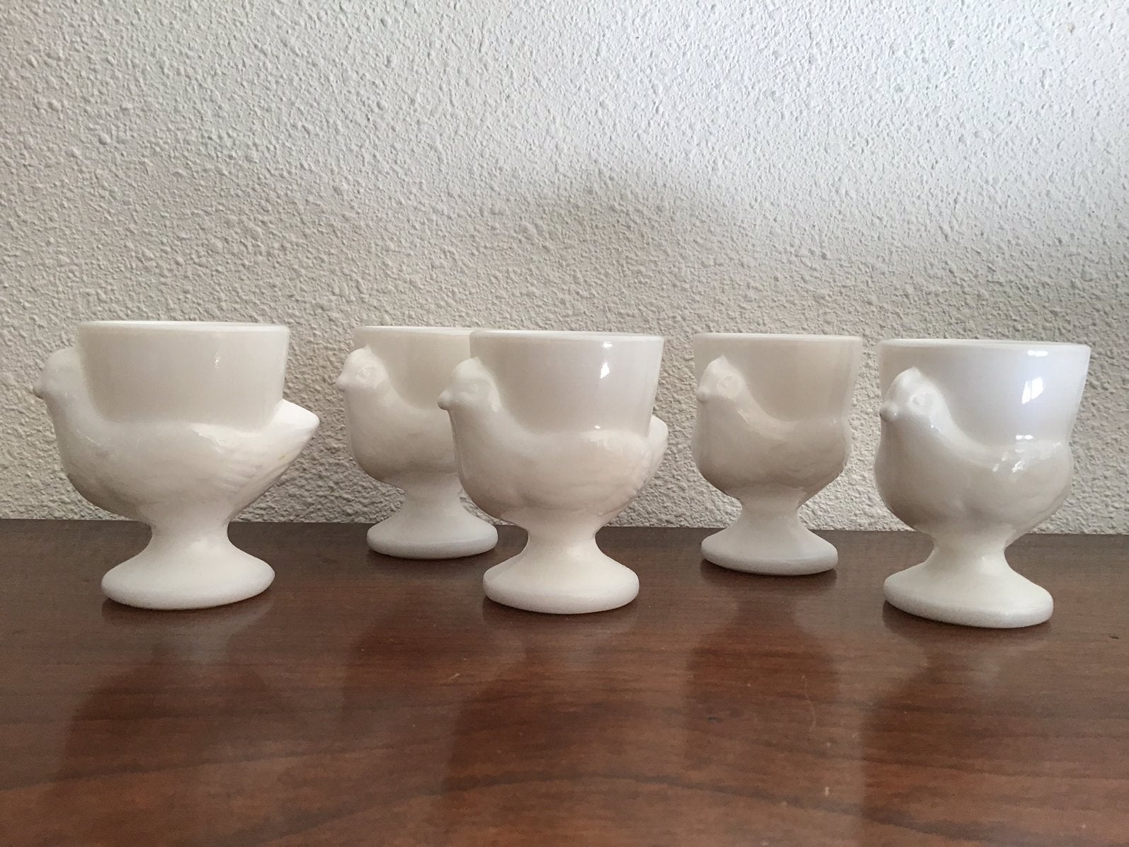 5 Luminarc wit melkglas eierdopjes. Kip vorm., Ophalen of Verzenden, Overige typen