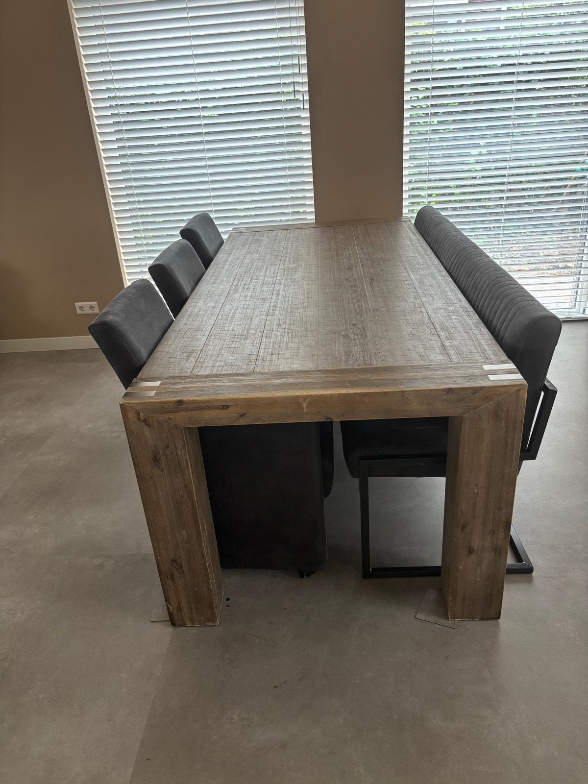 Eettafel Bassano met bank en 3 stoelen, Ophalen, Gebruikt, 50 tot 100 cm, Vijf personen of meer