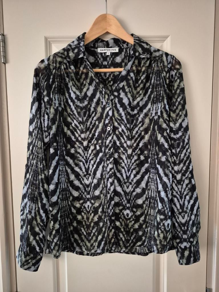 Harper & Yve blouse grijs wit antraciet S 36 lange mouwen, Ophalen of Verzenden, Zo goed als nieuw, Maat 36 (S), Harper & Yve