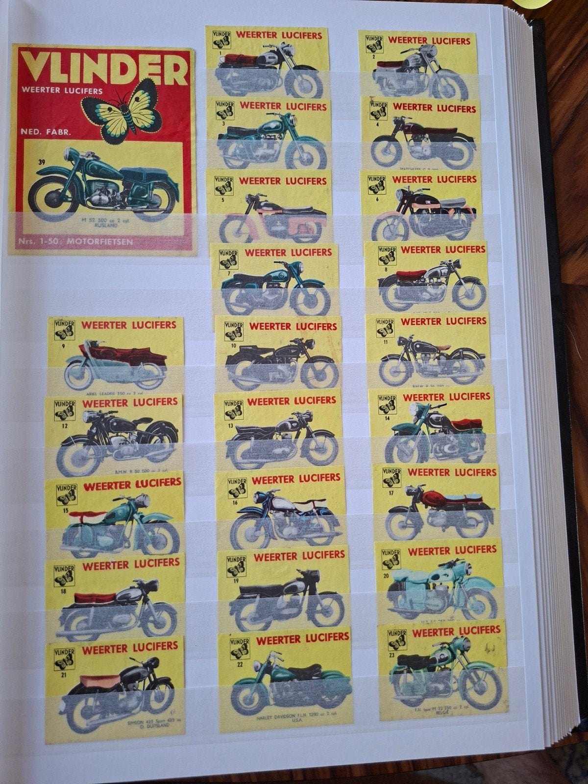 Vlinder Weerter Lucifers Motorfietsen luciferetiketten, Verzamelen, Verzenden, Gebruikt, Luciferdoosjes of -merken