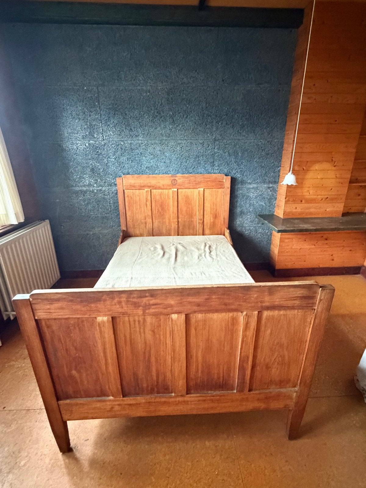 Vintage houten twijfelaar 120 matrasmaat, Ophalen