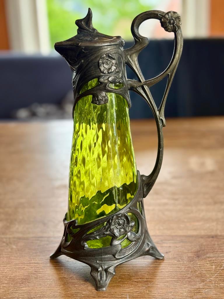 Art Nouveau Karaf door Jules Barian, Antiek en Kunst, Antiek | Glas en Kristal, Ophalen of Verzenden