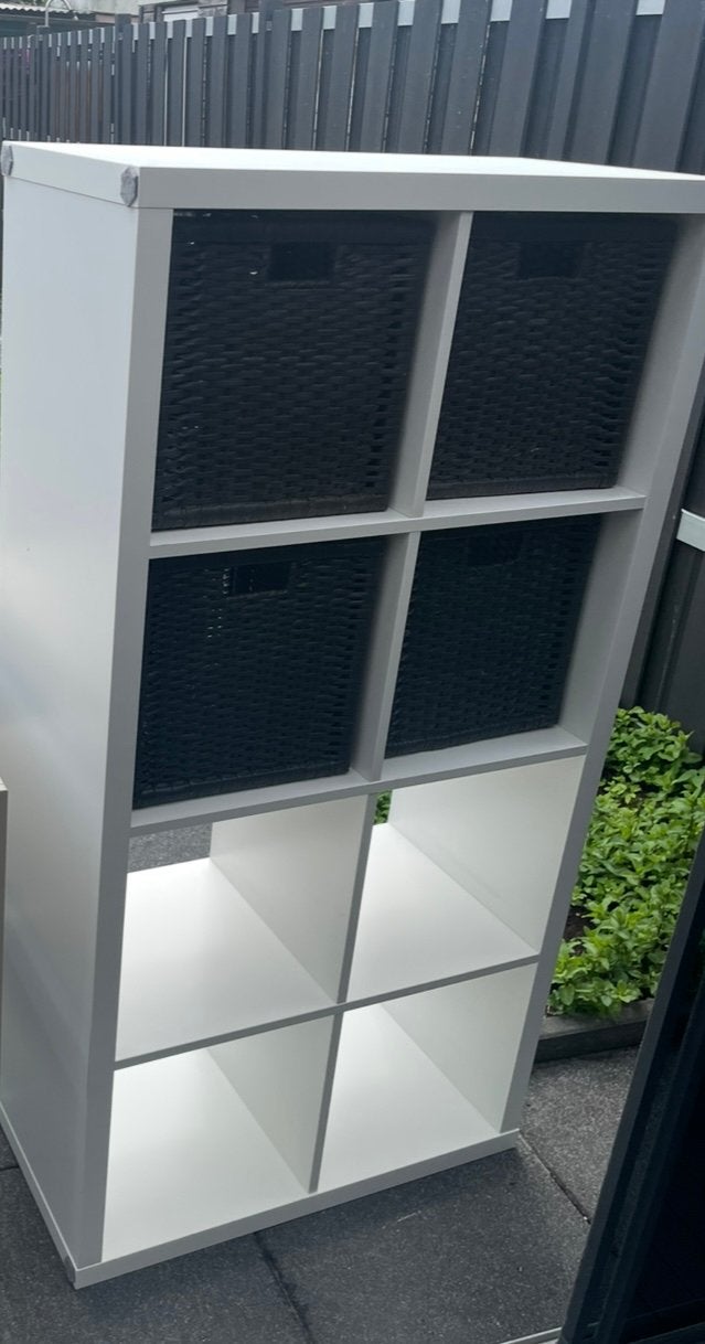 IKEA Kallax Kast met 4 Manden - Wit, Ophalen, Gebruikt