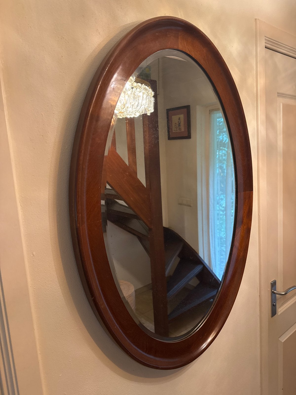 Ovale spiegel met houten lijst, Ophalen, Ovaal, 100 tot 150 cm, 100 tot 150 cm