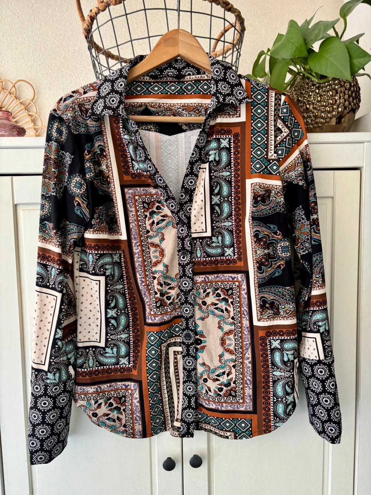 Lady Day travelstof blouse maat S, Ophalen of Verzenden, Zo goed als nieuw, Maat 36 (S), Groen