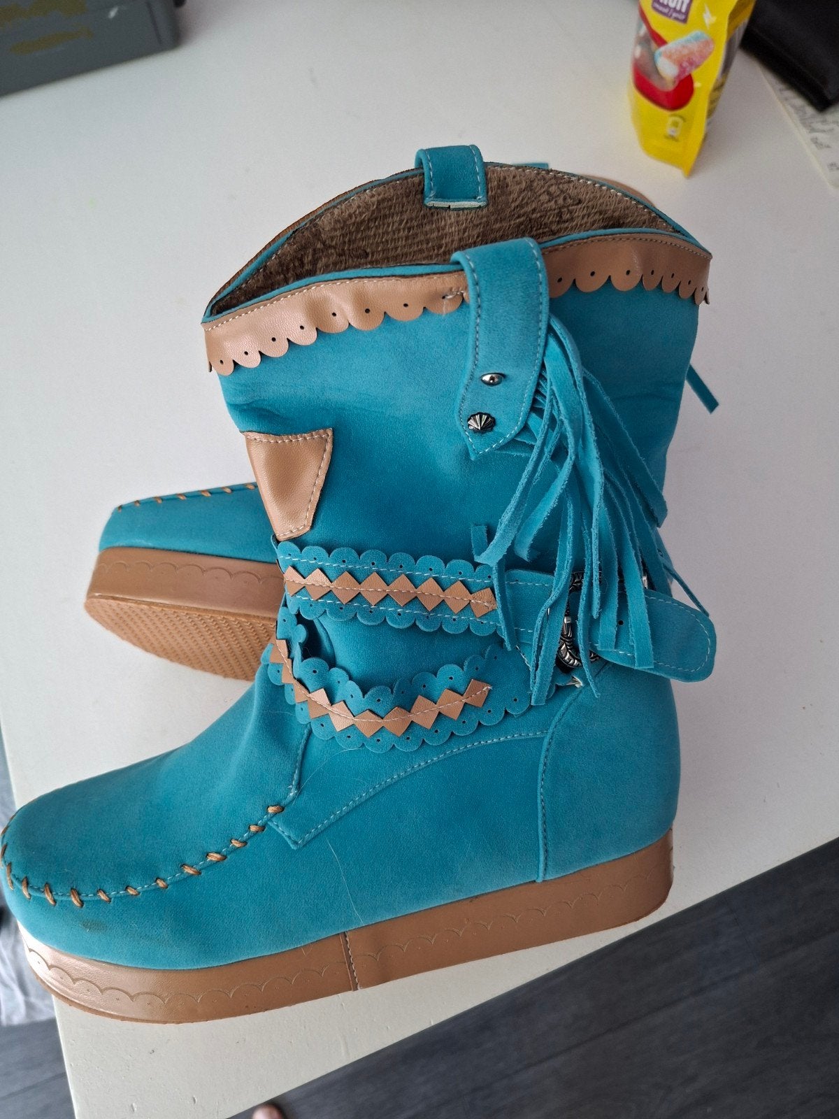 turquoise laarsjes, Overige kleuren, Lage of Enkellaarzen, Nieuw, Ophalen of Verzenden